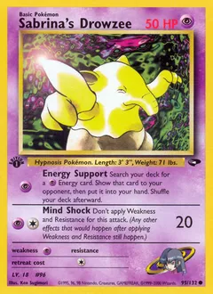 A picture of the Sabrina's Drowzee Pokemon card from Gym Challenge