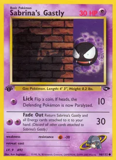 A picture of the Sabrina's Gastly Pokemon card from Gym Challenge