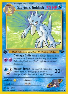 A picture of the Sabrina's Golduck Pokemon card from Gym Challenge