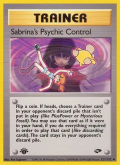 A picture of the Sabrina's Psychic Control Pokemon card from Gym Challenge