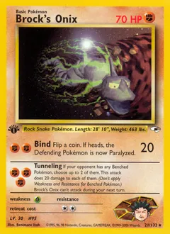 A picture of the Brock's Onix Pokemon card from Gym Heroes