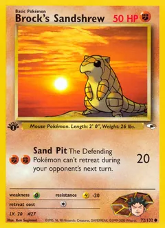 A picture of the Brock's Sandshrew Pokemon card from Gym Heroes