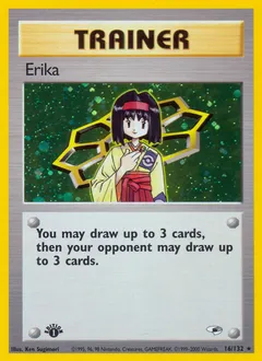 A picture of the Erika Pokemon card from Gym Heroes