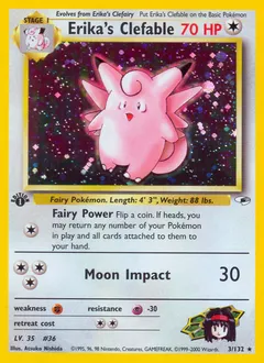 A picture of the Erika's Clefable Pokemon card from Gym Heroes