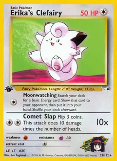 A picture of the Erika's Clefairy Pokemon card from Gym Heroes