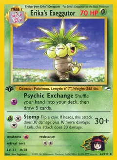 A picture of the Erika's Exeggutor Pokemon card from Gym Heroes