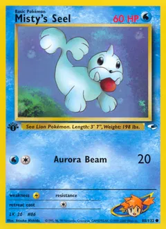 A picture of the Misty's Seel Pokemon card from Gym Heroes