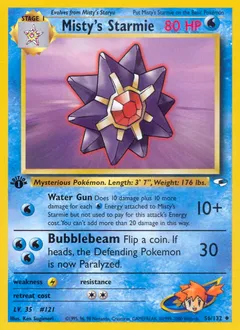 A picture of the Misty's Starmie Pokemon card from Gym Heroes