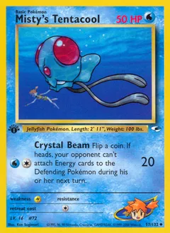 A picture of the Misty's Tentacool Pokemon card from Gym Heroes