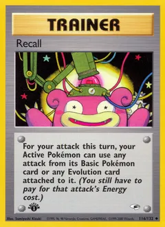 A picture of the Recall Pokemon card from Gym Heroes