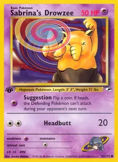 A picture of the Sabrina's Drowzee Pokemon card from Gym Heroes