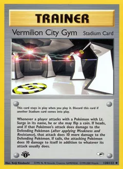 A picture of the Vermilion City Gym Pokemon card from Gym Heroes