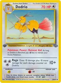 A picture of the Dodrio Pokemon card from Jungle