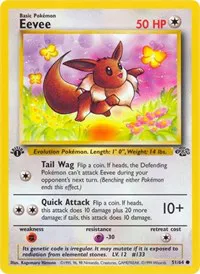 A picture of the Eevee Pokemon card from Jungle