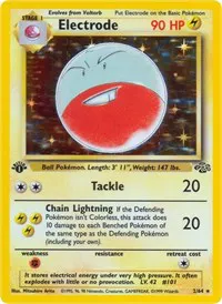 A picture of the Electrode Pokemon card from Jungle