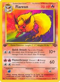 A picture of the Flareon Pokemon card from Jungle