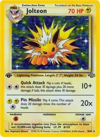 A picture of the Jolteon Pokemon card from Jungle