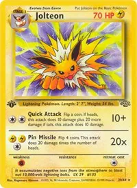 A picture of the Jolteon Pokemon card from Jungle