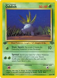 A picture of the Oddish Pokemon card from Jungle