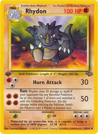 A picture of the Rhydon Pokemon card from Jungle