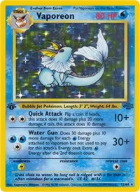 A picture of the Vaporeon Pokemon card from Jungle