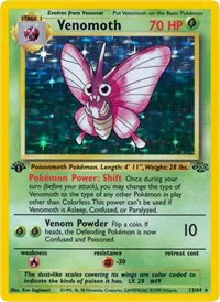 A picture of the Venomoth Pokemon card from Jungle