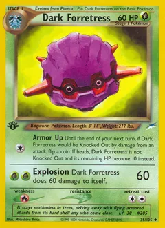 A picture of the Dark Forretress Pokemon card from Neo Destiny