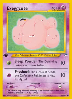 A picture of the Exeggcute Pokemon card from Neo Destiny