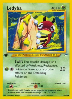 A picture of the Ledyba Pokemon card from Neo Destiny