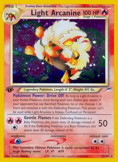 A picture of the Light Arcanine Pokemon card from Neo Destiny