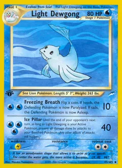 A picture of the Light Dewgong Pokemon card from Neo Destiny