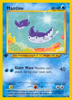 A picture of the Mantine Pokemon card from Neo Destiny