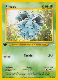 A picture of the Pineco Pokemon card from Neo Destiny