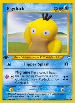 A picture of the Psyduck Pokemon card from Neo Destiny