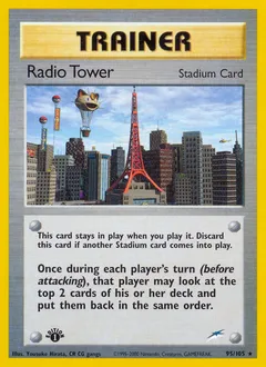 A picture of the Radio Tower Pokemon card from Neo Destiny