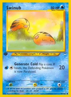 A picture of the Swinub Pokemon card from Neo Destiny