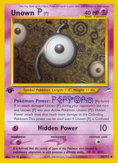 A picture of the Unown [P] Pokemon card from Neo Destiny