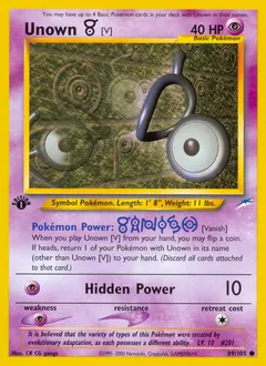 A picture of the Unown [V] Pokemon card from Neo Destiny