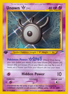 A picture of the Unown [W] Pokemon card from Neo Destiny