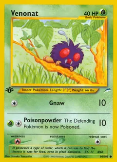 A picture of the Venonat Pokemon card from Neo Destiny