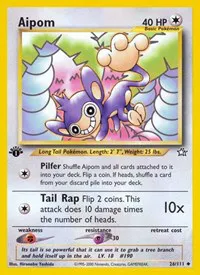 A picture of the Aipom Pokemon card from Neo Genesis