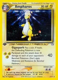 A picture of the Ampharos Pokemon card from Neo Genesis