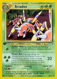A picture of the Ariados Pokemon card from Neo Genesis