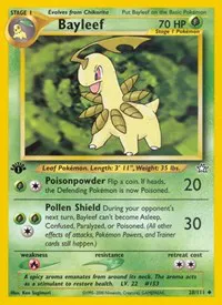 A picture of the Bayleef Pokemon card from Neo Genesis