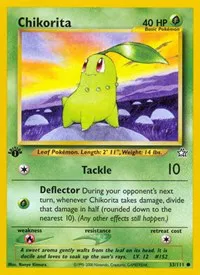 A picture of the Chikorita Pokemon card from Neo Genesis
