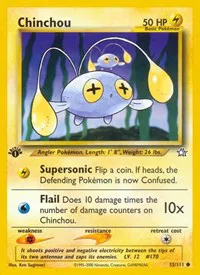 A picture of the Chinchou Pokemon card from Neo Genesis