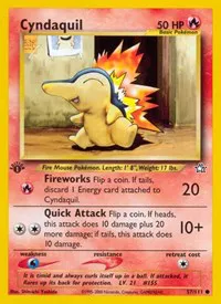 A picture of the Cyndaquil Pokemon card from Neo Genesis