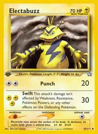 A picture of the Electabuzz Pokemon card from Neo Genesis