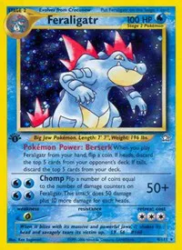 A picture of the Feraligatr Pokemon card from Neo Genesis