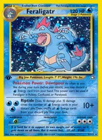 A picture of the Feraligatr Pokemon card from Neo Genesis